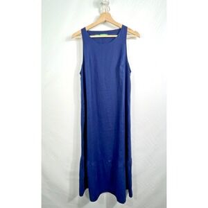 United Colors of Benetton Linen Dress Navy Blue Coastal Beachy
